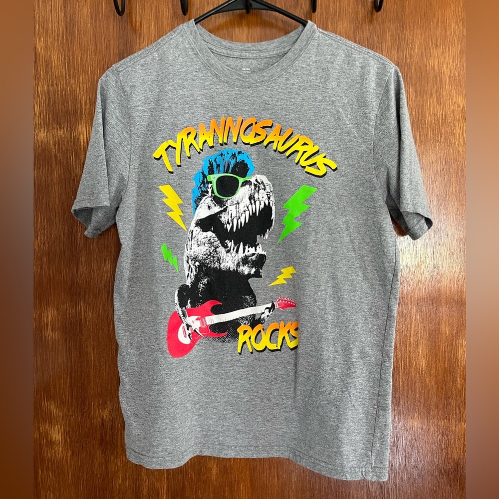 Tyrannosaurus Rocks Tee Shirt XL (14-16) Boys Gray